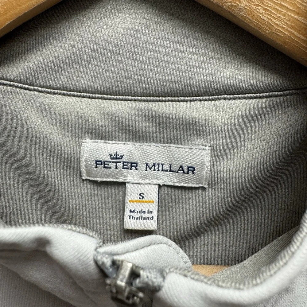 Peter Millar Mens Small Light Gray Perth Performance 1/4 Zip 